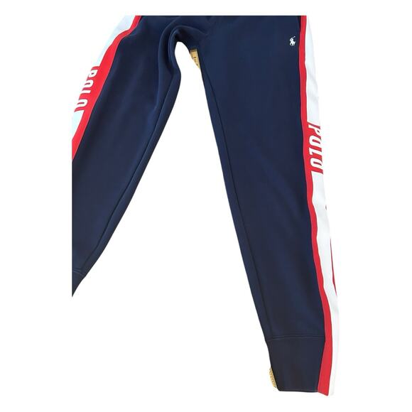 Polo Ralph Lauren Sweatpants XSTP Heavy Striped Logo Preppy Drawstring - Picture 6 of 11